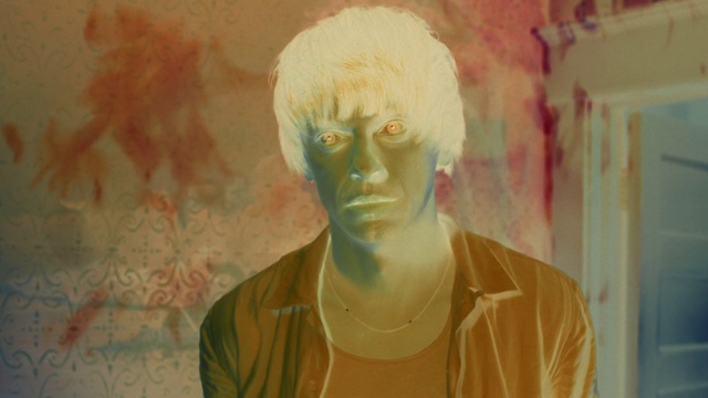 Video Reference: Forehead, Eye, Human body, Jaw, Neck, Paint, Orange, Wall, Art, Artist