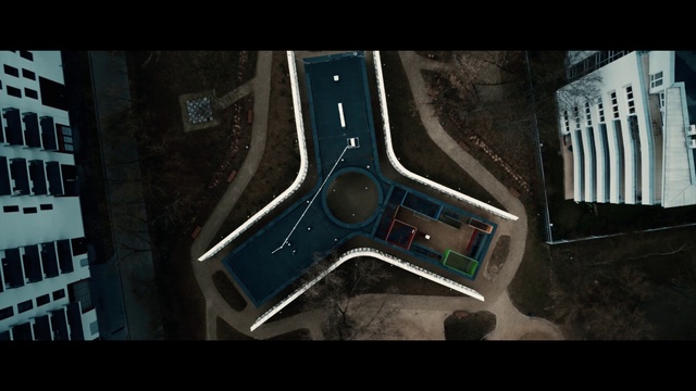 Video Reference: Font, Rectangle, Space, Wood, City, Pattern, Urban design, Electronic instrument, Flooring, Symmetry