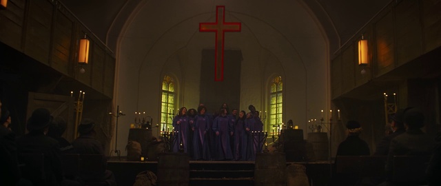 Video Reference: Window, Building, Religious item, Temple, Event, Darkness, Cross, Medieval architecture, Glass, Religious institute