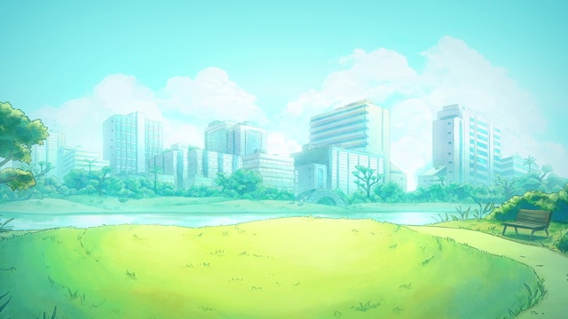 Video Reference: Sky, Cloud, Green, Building, Skyscraper, Natural landscape, Urban design, Tower block, Paint, Grass