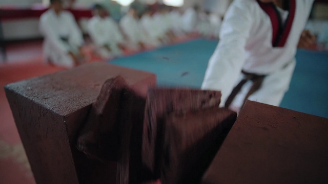 Video Reference: Dobok, White, Karate, Martial arts uniform, Wood, Sports uniform, Japanese martial arts, Art, Flooring, Recreation