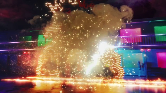 Video Reference: Fireworks, Water, Entertainment, Automotive lighting, Midnight, Holiday, Recreation, City, Event, Crowd