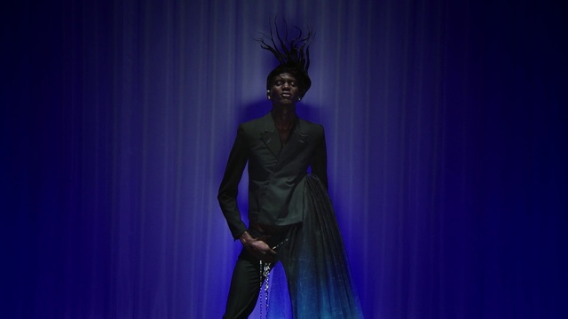 Video Reference: Clothing, Hair, Hand, Arm, Blue, Purple, Human body, Violet, Fashion design, Flash photography