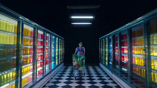 Video Reference: Line, Fun, Symmetry, Landmark, Flooring, Electric blue, Glass, Room, Visual arts, Leisure