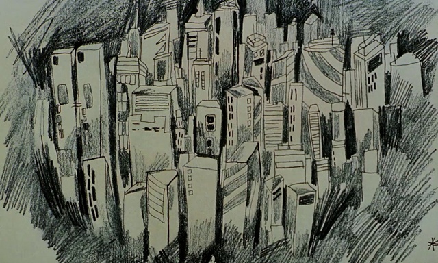 Video Reference: Building, Urban design, Art, Font, Biome, Painting, City, Landmark, Facade, Landscape