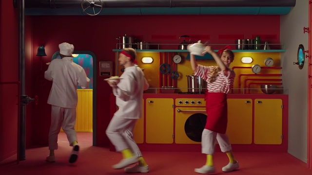 Video Reference: Cabinetry, Entertainment, Flooring, Event, Fun, Ceiling fan, Room, Fashion design, Magenta, Uniform