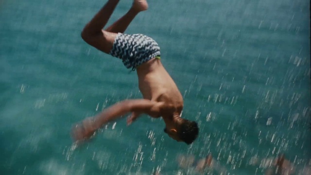 Video Reference: Water, Shorts, Leg, Human body, People in nature, Happy, Gesture, Elbow, Barefoot, Lake