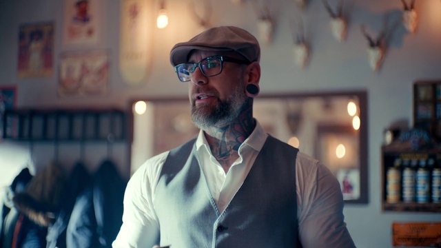 Video Reference: Vision care, Beard, Dress shirt, Flash photography, Lighting, Sleeve, Eyewear, Street fashion, Collar, Fun