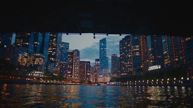 Video Reference: Water, Building, Skyscraper, World, Sky, Body of water, Tower block, Dusk, Cloud, Condominium