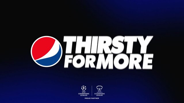 Video Reference: Pepsi, logo, sponsor, advertisement, sports, football, soccer, UEFA, Champions League, women's Champions League, branding, text, graphic, dark background, promotion, commercial