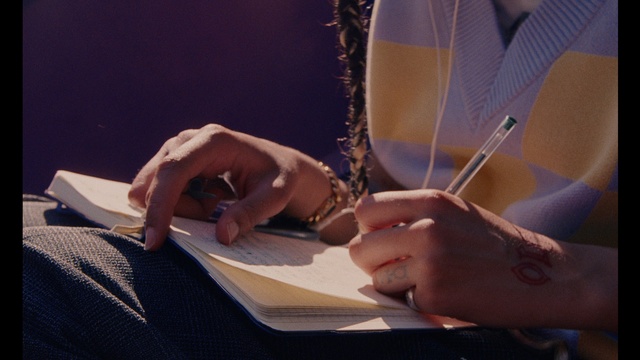 Video Reference: Hand, Gesture, Finger, Nail, Office supplies, Thumb, Pen, Font, Wood, Eyewear