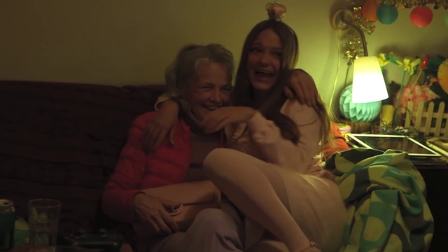 Video Reference: Smile, Comfort, Happy, Fun, Facial hair, Event, Lamp, Thigh, Lap, Sitting