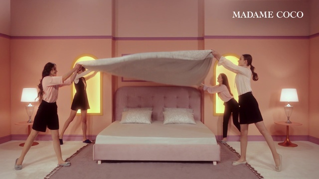 Video Reference: Furniture, Comfort, Dress, Bed frame, Fashion, Entertainment, Lighting, Lamp, Interior design, Bed