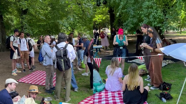 Video Reference: Plant, Tree, Leisure, Chair, Grass, Event, Recreation, Pole, Entertainment, Fun