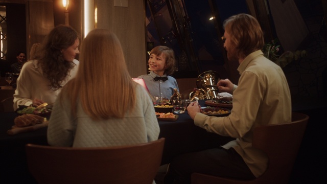 Video Reference: Tableware, Interaction, Fun, Chair, Jacket, Event, Conversation, Design, T-shirt, Room