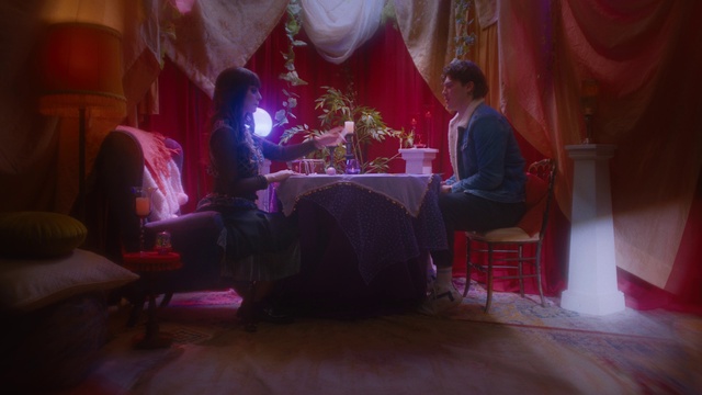 Video Reference: Purple, Entertainment, Table, Pink, Chair, Curtain, Magenta, Stage, Performing arts, Leisure