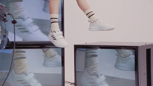 Video Reference: Footwear, Joint, Jeans, Shoe, Leg, White, Product, Black, Fashion, Dress