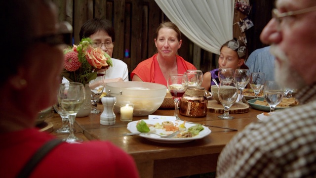 Video Reference: Table, Tableware, Food, Drinkware, Plate, Cup, Sharing, Wine glass, Social group, Stemware