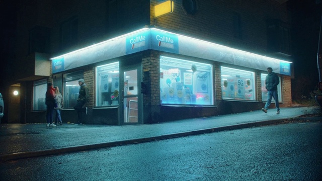 Video Reference: Electricity, Facade, Gas, City, Electric blue, Darkness, Midnight, Glass, Commercial building, Signage