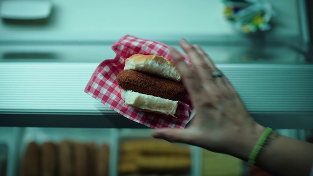 Video Reference: Hand, Gesture, Finger, Nail, Thumb, Wrist, Food, Tartan, Dessert, Pattern