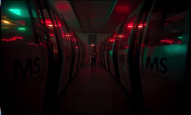 Video Reference: Automotive lighting, Electricity, Magenta, Symmetry, Neon, Darkness, Space, Electric blue, Ceiling, Tunnel