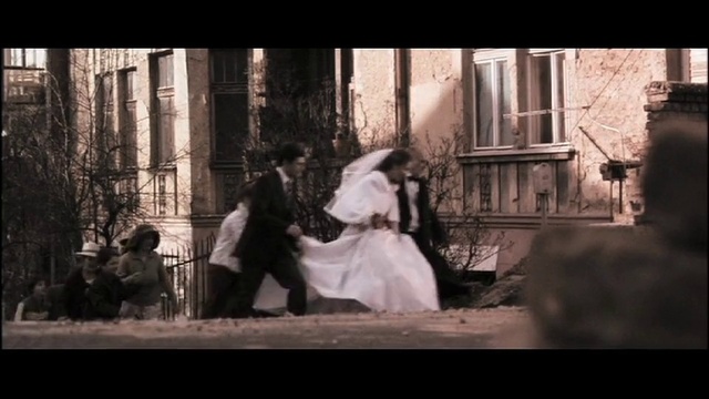 Video Reference: Wedding dress, Flash photography, Bridal clothing, Gesture, Black-and-white, Style, Gown, Happy, Adaptation, Tints and shades