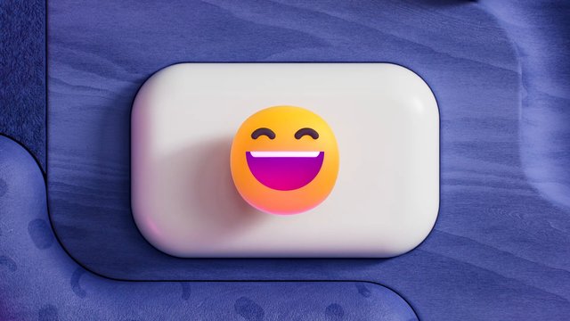 Video Reference: emoji, smile, icon, button, rounded rectangle, blue background, digital art, 3d render, minimal, graphic design