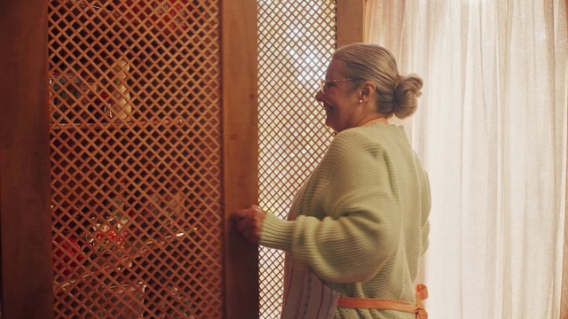 Video Reference: Sleeve, Curtain, Wood, Tints and shades, Mesh, Smile, Pattern, Room, Metal, Window treatment