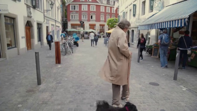 Video Reference: Trousers, Window, Building, Street fashion, Road surface, Temple, Neighbourhood, Travel, Sidewalk, Luggage and bags