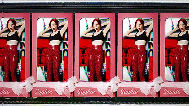 Video Reference: Font, Waist, Art, Fashion design, Pattern, Abdomen, Advertising, Rectangle, Event, Magenta