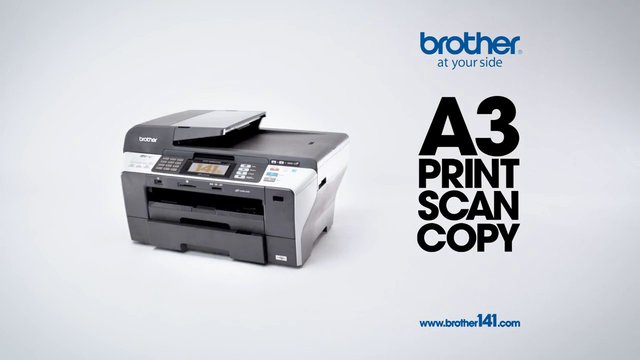 Video Reference: printer, all-in-one, brother, office equipment, product shot, white background, printing, scanning, copying, A3, advertisement, technology, studio