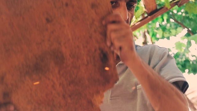 Video Reference: Gesture, Hat, Wood, Happy, T-shirt, Wrinkle, Elbow, Tree, Leisure, Soil