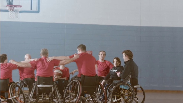 Video Reference: Wheel, Wheelchair, Tire, Wheelchair sports, Basketball hoop, Rolling, Basketball, Fun, Chair, Wheelchair basketball