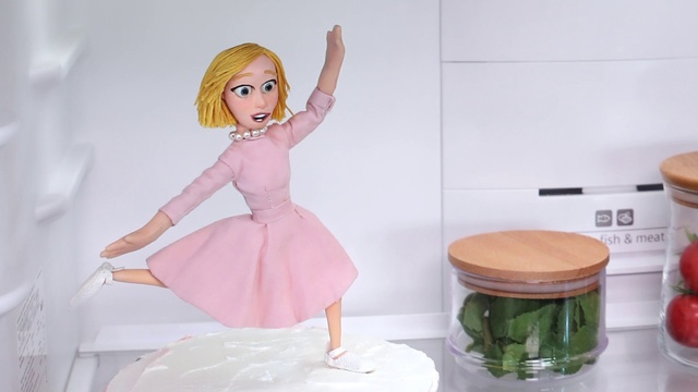 Video Reference: Joint, Skin, Shoulder, Leg, Toy, Doll, Waste container, Dress, Waste containment, Standing