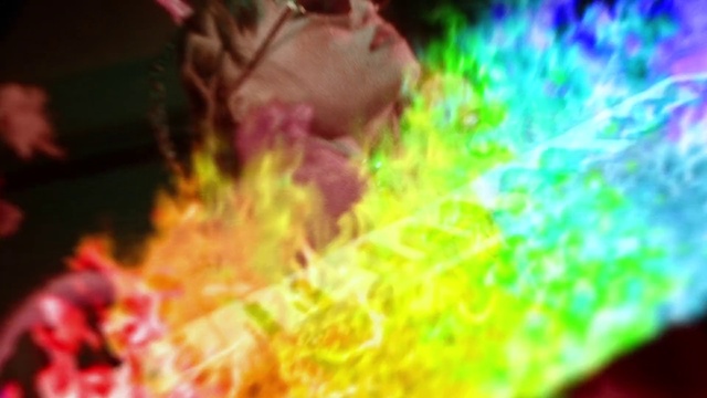 Video Reference: Entertainment, Beard, Magenta, Grass, Visual effect lighting, Event, Electric blue, Art, Close-up, Happy