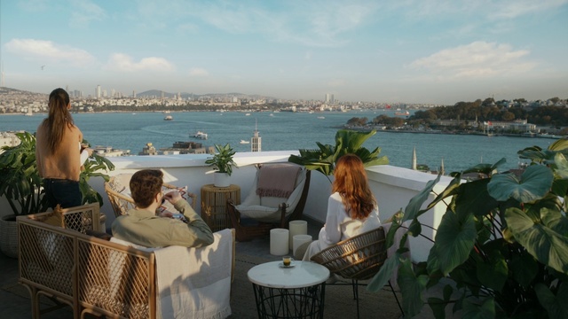 Video Reference: Water, Sky, Cloud, Plant, Azure, Table, Lake, Outdoor furniture, Chair, Arecales