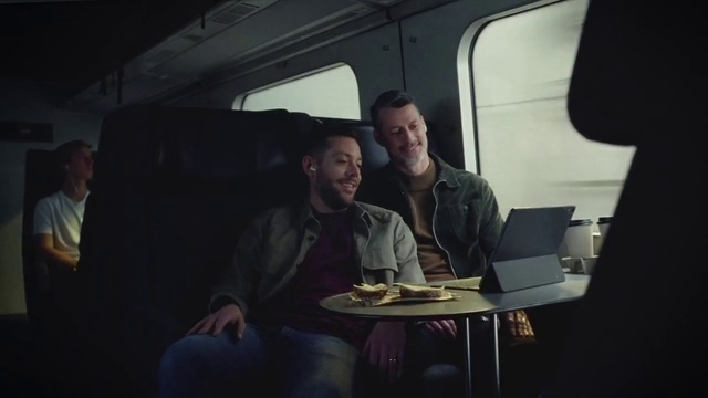 Video Reference: Face, Tableware, Smile, Laptop, Table, Fun, Air travel, Automotive design, Computer, Event