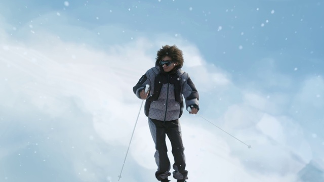 Video Reference: Cloud, Sky, Slope, Outdoor recreation, Hiking equipment, Ice cap, Tree, Mountaineer, Winter sport, Electric blue