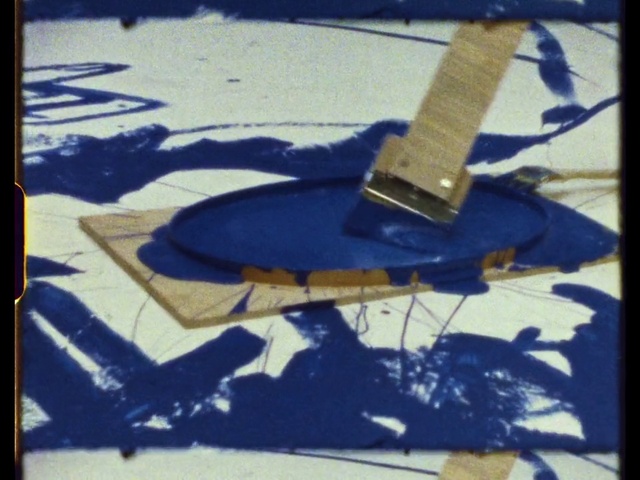 Video Reference: Blue, Rectangle, Wood, Tints and shades, Art, Flooring, Paint, Electric blue, Font, Road surface