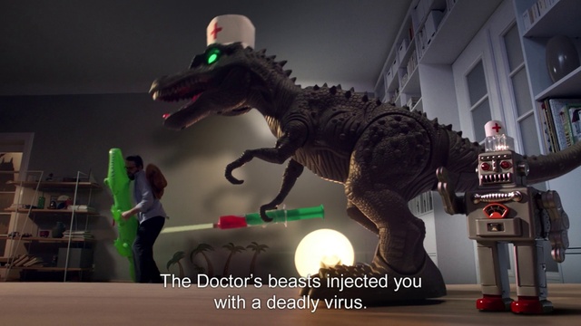 Video Reference: Extinction, Dinosaur, Jaw, Window, Fun, Art, Tyrannosaurus, Event, Terrestrial animal, Fictional character