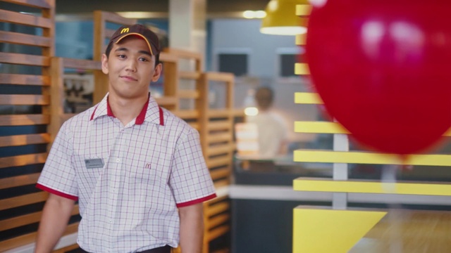 Video Reference: Photograph, Facial expression, Dress shirt, Sleeve, Yellow, Collar, Happy, Party supply, Leisure, Event