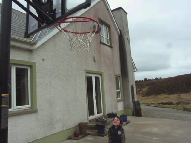 Video Reference: Building, Sky, Window, Basketball, Property, Plant, Basketball hoop, Cloud, House, Wall