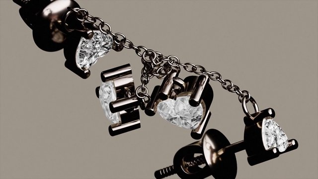 Video Reference: jewelry, necklace, chain, crystal, gemstone, metal, close-up, studio shot, fashion accessory, sparkling, transparent, beige background, ornament, luxury, macro
