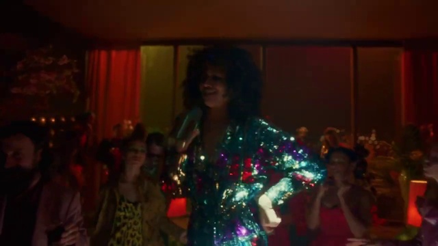 Video Reference: Microphone, Entertainment, Dress, Performing arts, Magenta, Fun, Fashion design, Curtain, Performance art, Event