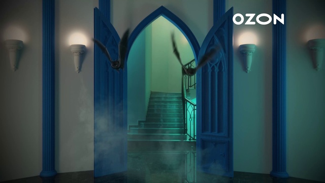 Video Reference: Property, Azure, Interior design, Stairs, Fixture, Aqua, Building, Symmetry, Electric blue, Art