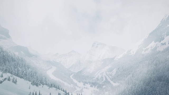 Video Reference: Sky, Cloud, Mountain, Snow, Slope, Fog, Ice cap, Atmospheric phenomenon, Terrain, Tree