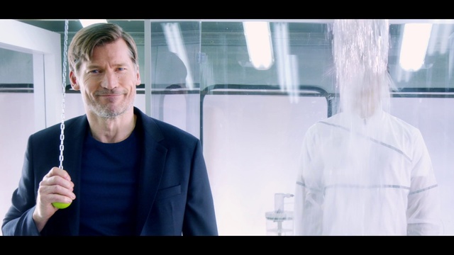 Video Reference: Joint, Shoulder, Human body, Jaw, Neck, Standing, Dress shirt, Gesture, Automotive design, Smile