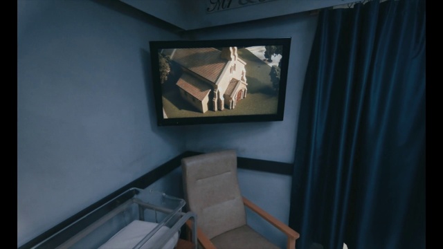 Video Reference: Picture frame, Building, Interior design, Curtain, Grey, Wood, Art, Flooring, Television, Display device