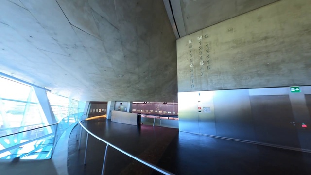 Video Reference: Building, Art, Floor, Flooring, Glass, Symmetry, City, Composite material, Tints and shades, Space