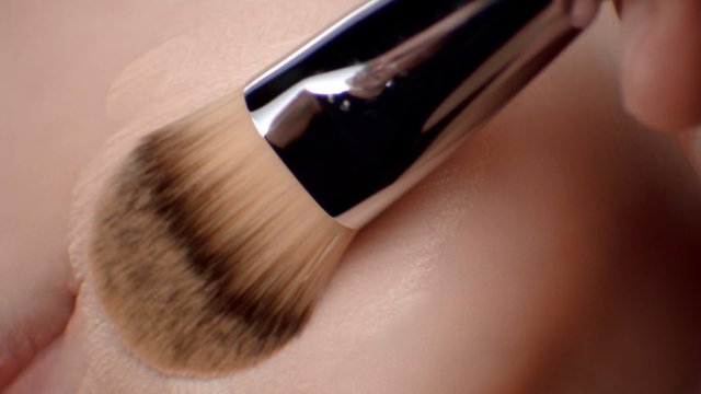 Video Reference: makeup, brush, cosmetics, foundation, powder, application, beauty, skincare, closeup, macro, brow, skin, beauty routine